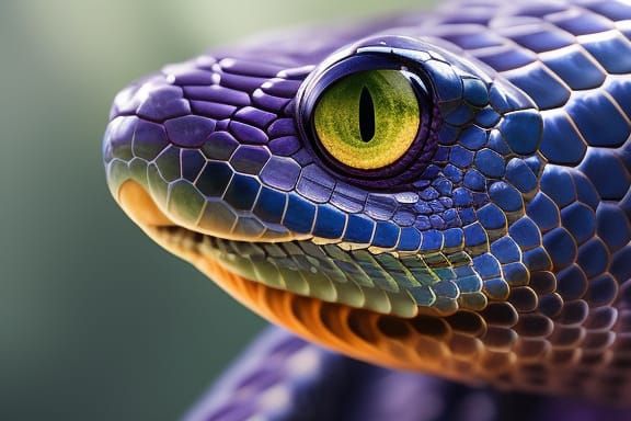 Iridescent Cobra Stares Intensely: 3D Render