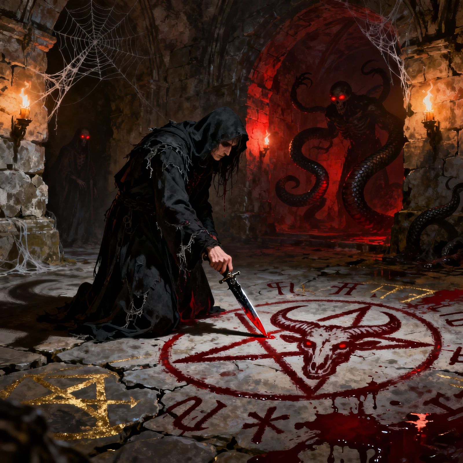 The Last Anointing: Sinister Crypt in Dramatic Chiaroscuro S...