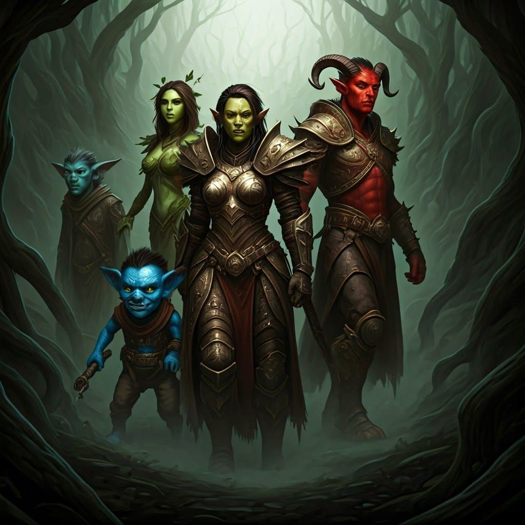 Epic Fantasy Adventurers in Dystopian Realism Style