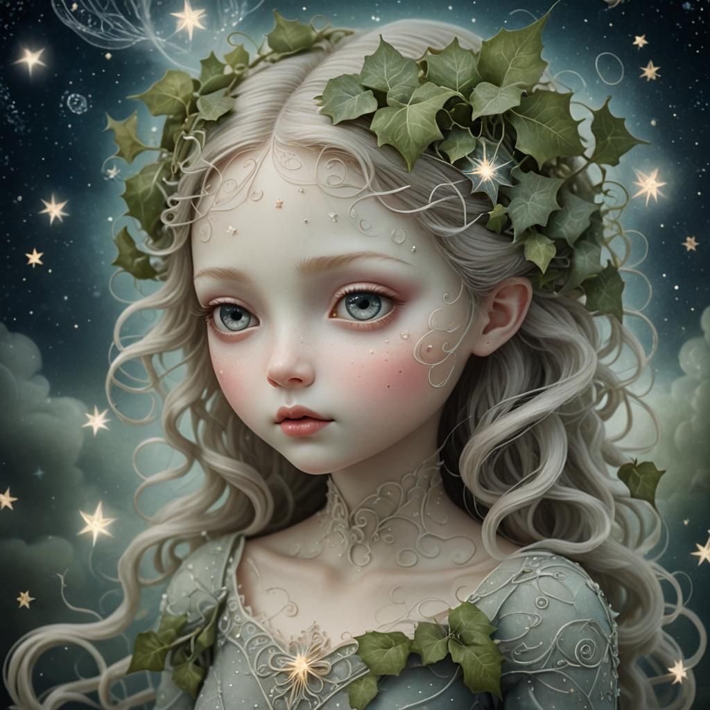 Mystical Female Portrait in Surreal Dreamscape Style