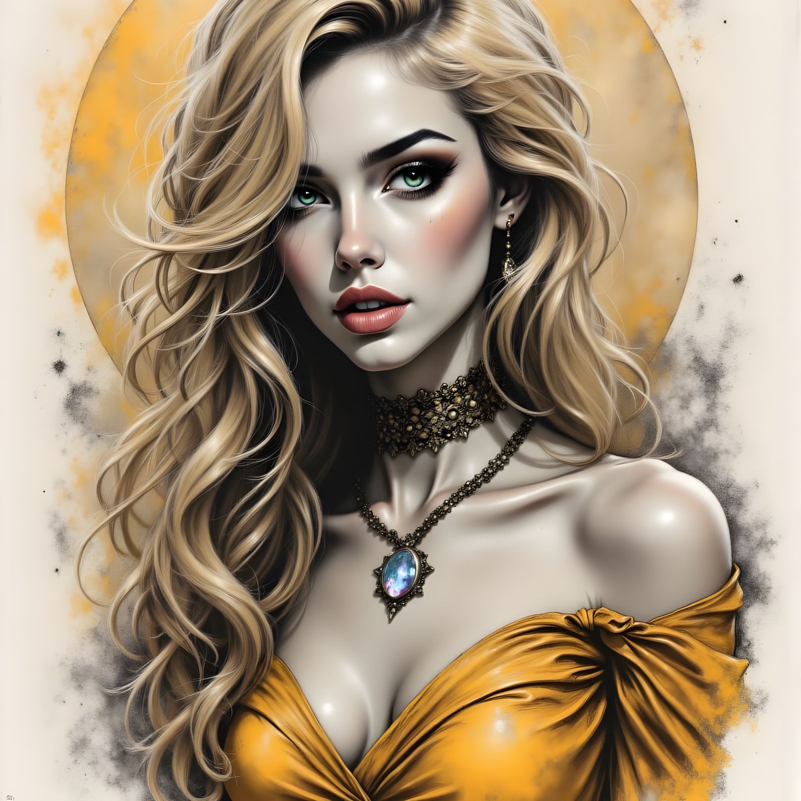 Norse Goddess Portrait in Charcoal Sketch Style