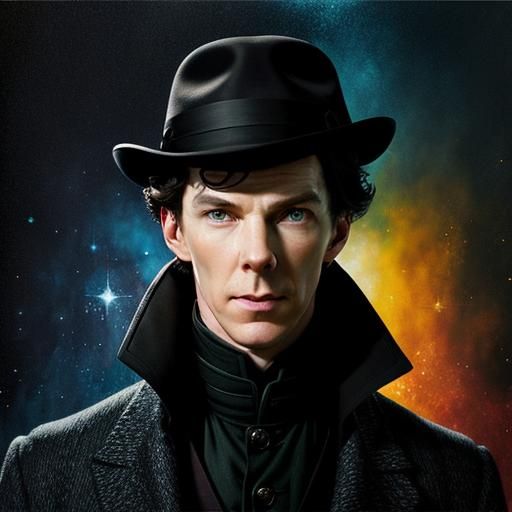 Sherlock Holmes with Magnifying Glass: Alcohol Ink Art