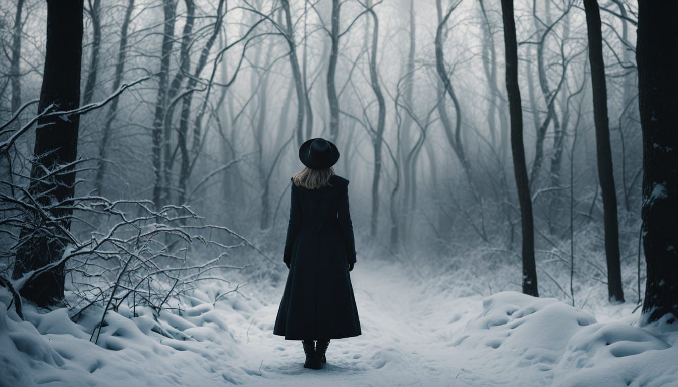 Moody Winter Portrait in Cinematic Style