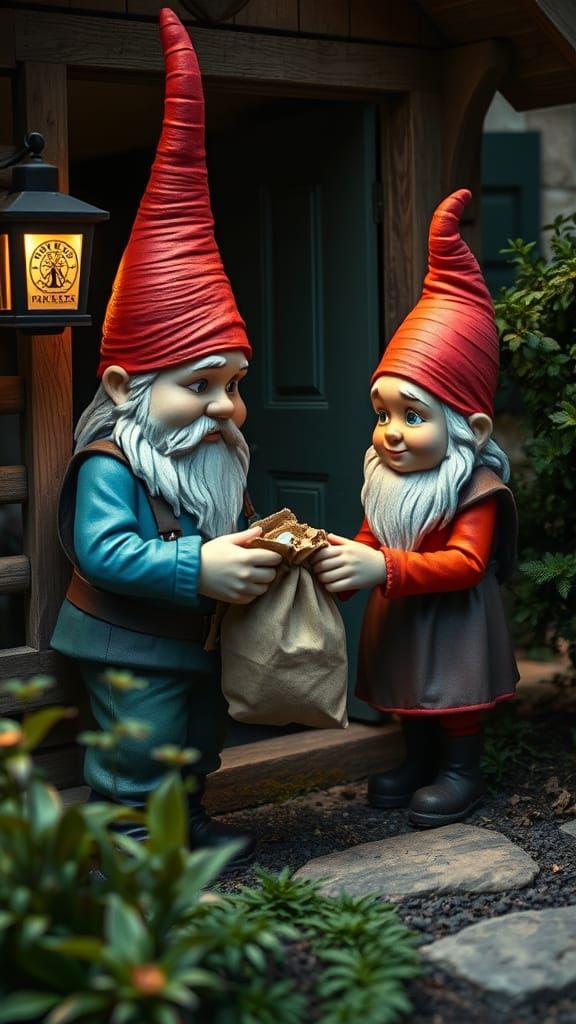 Gnome Couple: Garden Guard Departure, Cinematic Still