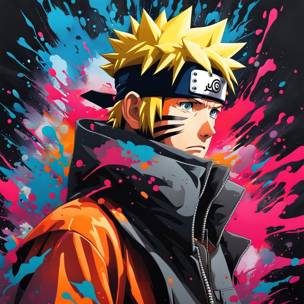 Naruto Graffiti Art with Polychromatic Colors