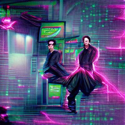 Matrix Neo in Synthwave Neon Retro Style
