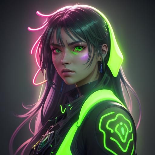 Arab Girl in Holographic Dress: 3D Anime Art