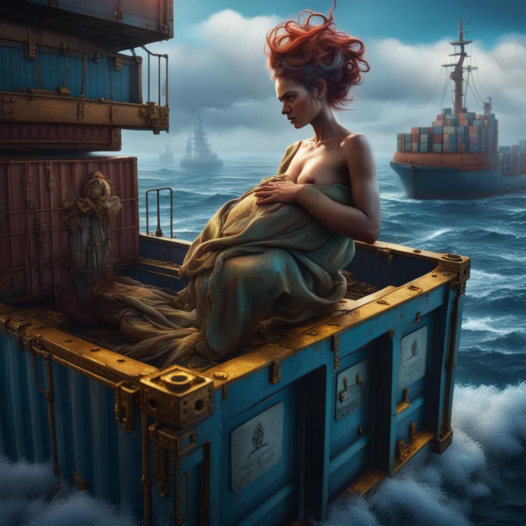 Mother and Child at Sea: A Detailed Matte Painting