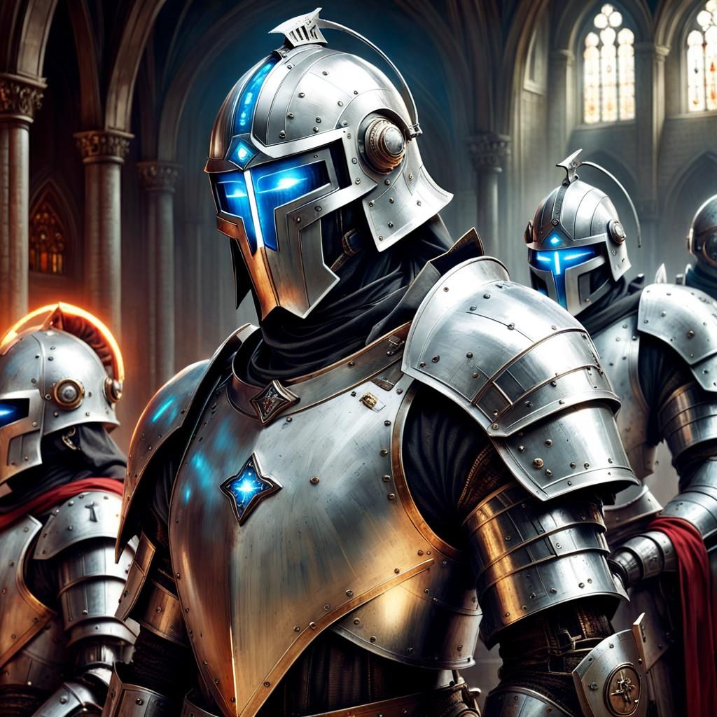 Medieval Sci-fi Fusion Portrait: Space Knights