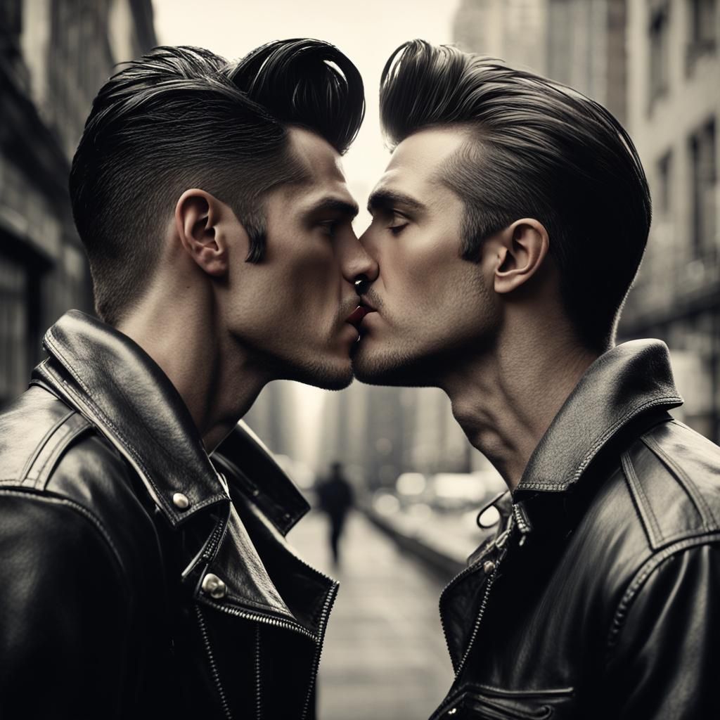 Greaser Kiss: A 1950s Romantic Encounter