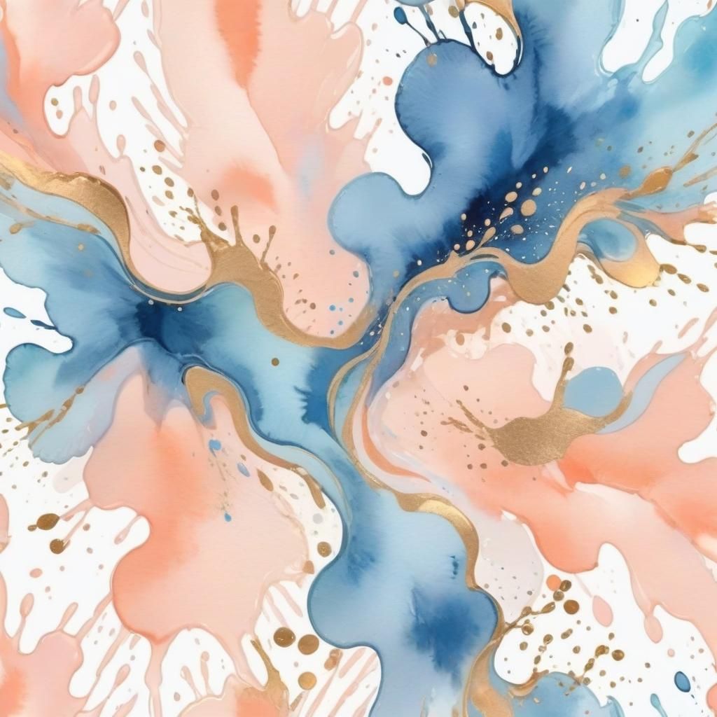 Watercolor Splash Art Wallpaper in Peach and Gold