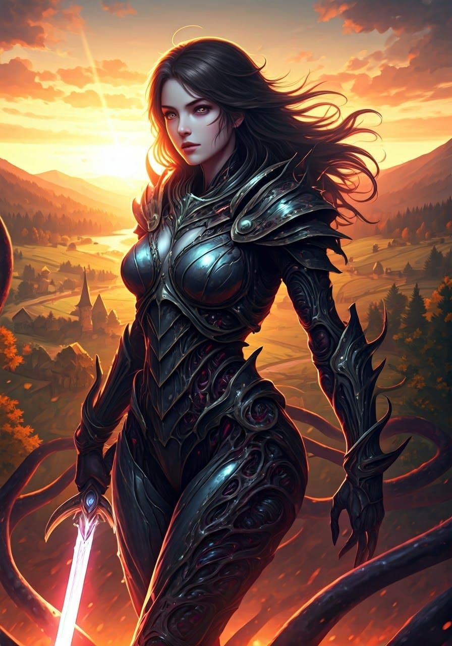 Cyberpunk Eldritch Knight Radiates Compassionate Light