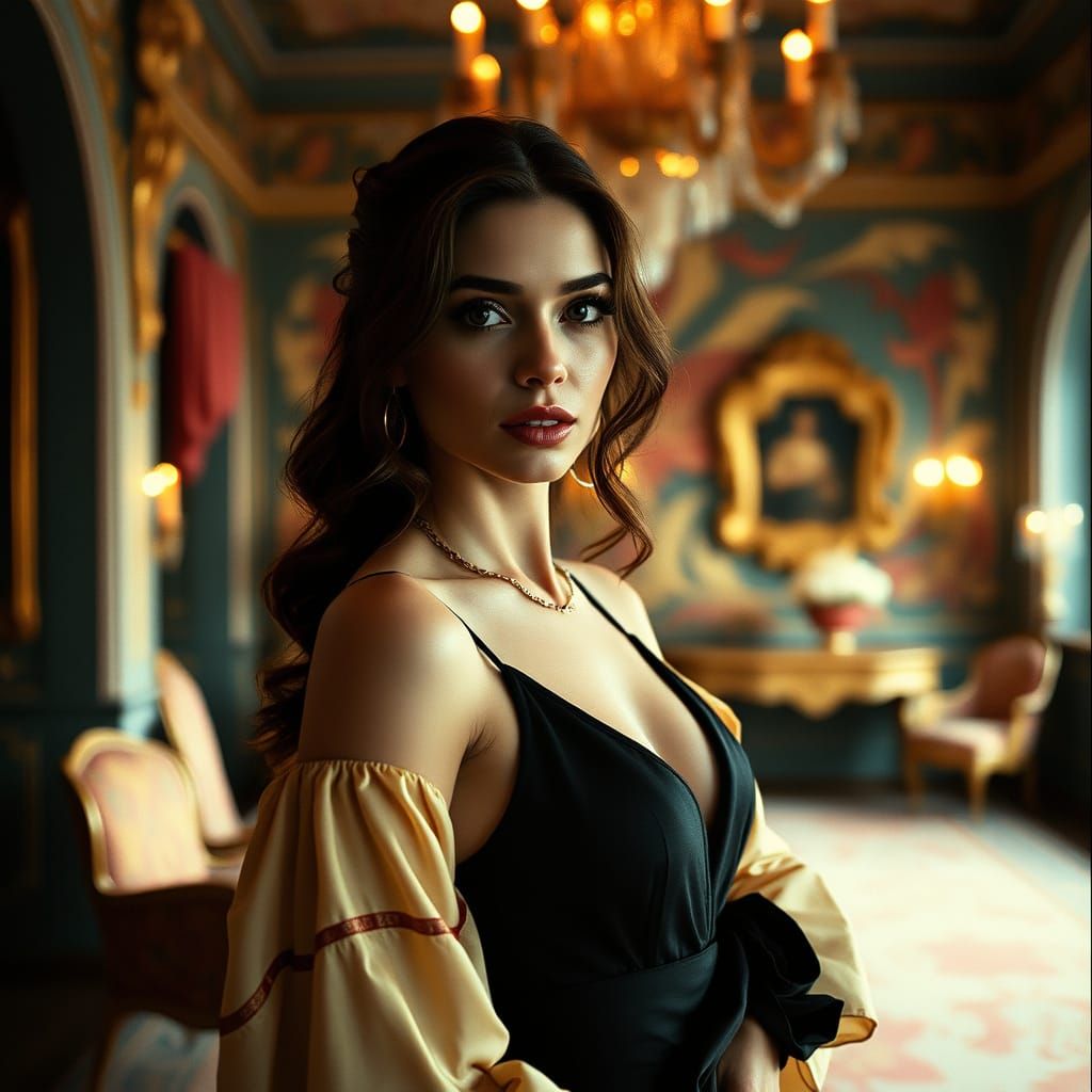 Elegant Woman in Cinematic Film Still