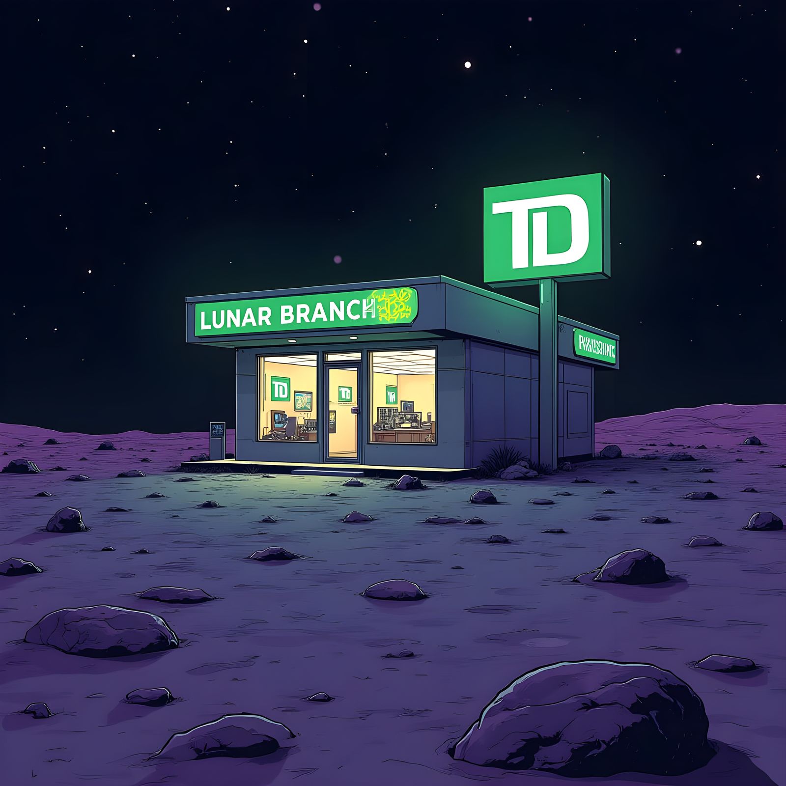 TD Bank Lunar Branch in Synthwave Style