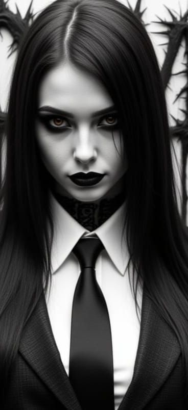Gothic Woman in Metal Tuxedo
