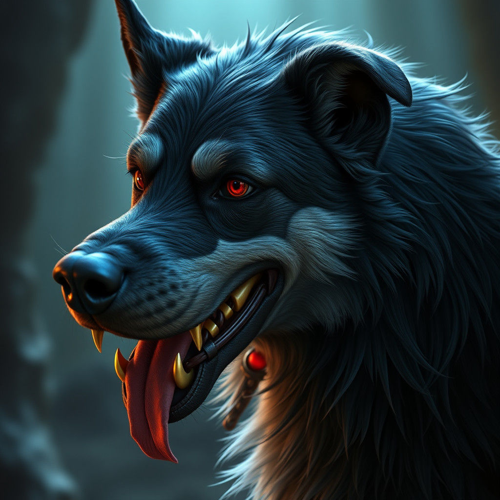 Mrs. O'Leary Hellhound Portrait by Rutkowski and Artgerm