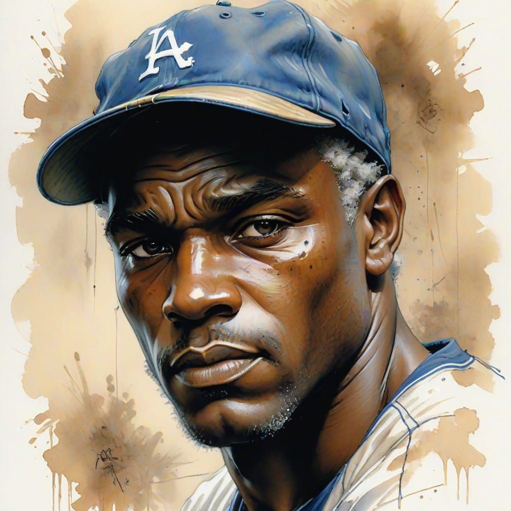 Elegant Portrait of a Baseball Icon in Vintage Style