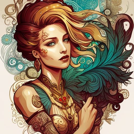 Steampunk Cybernetic Greek Goddess in Digital Art