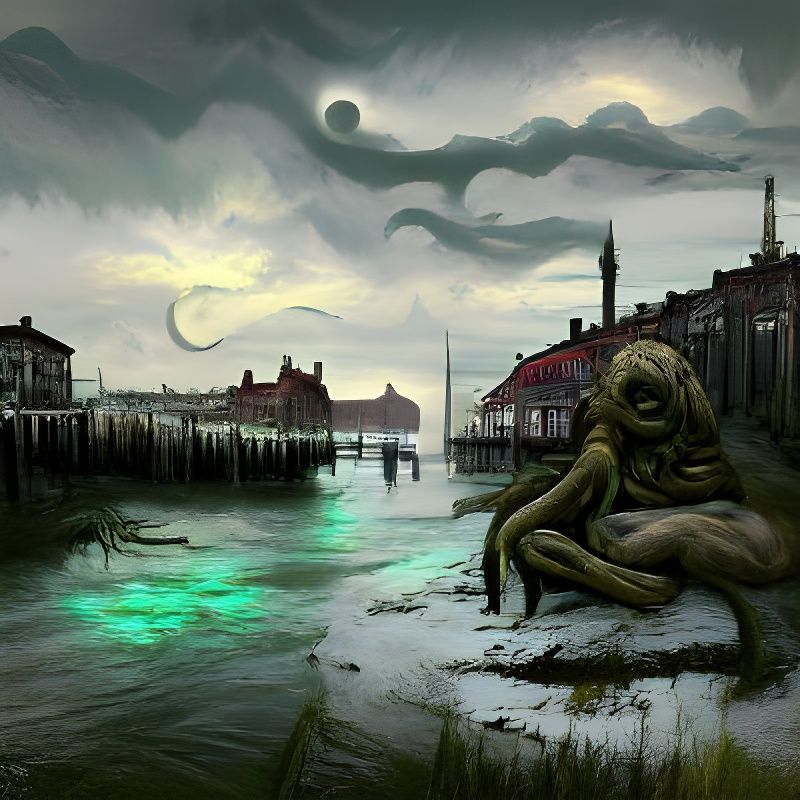 Eldritch Innsmouth Seaside Town Concept Art
