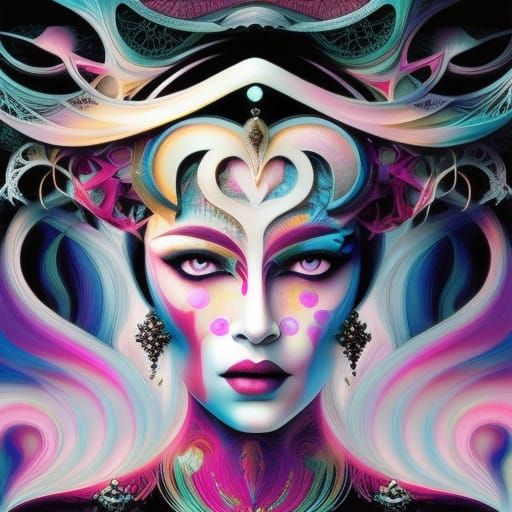 Geometric Portrait with Fine Linework in Vector Style