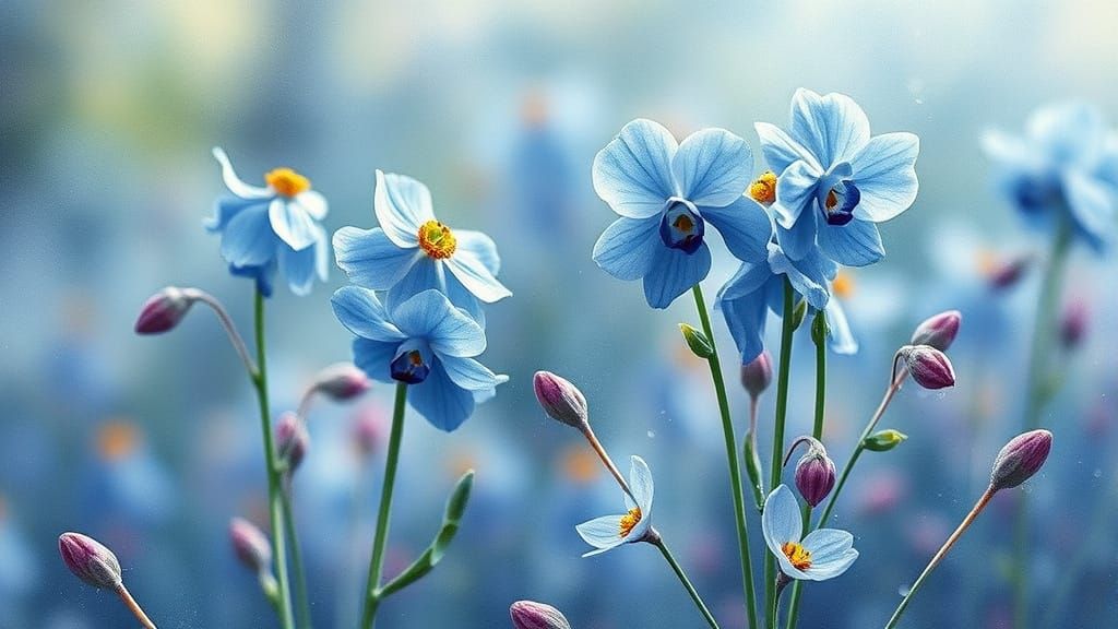 Romantic Watercolor Masterpiece of Myosotis Flowers