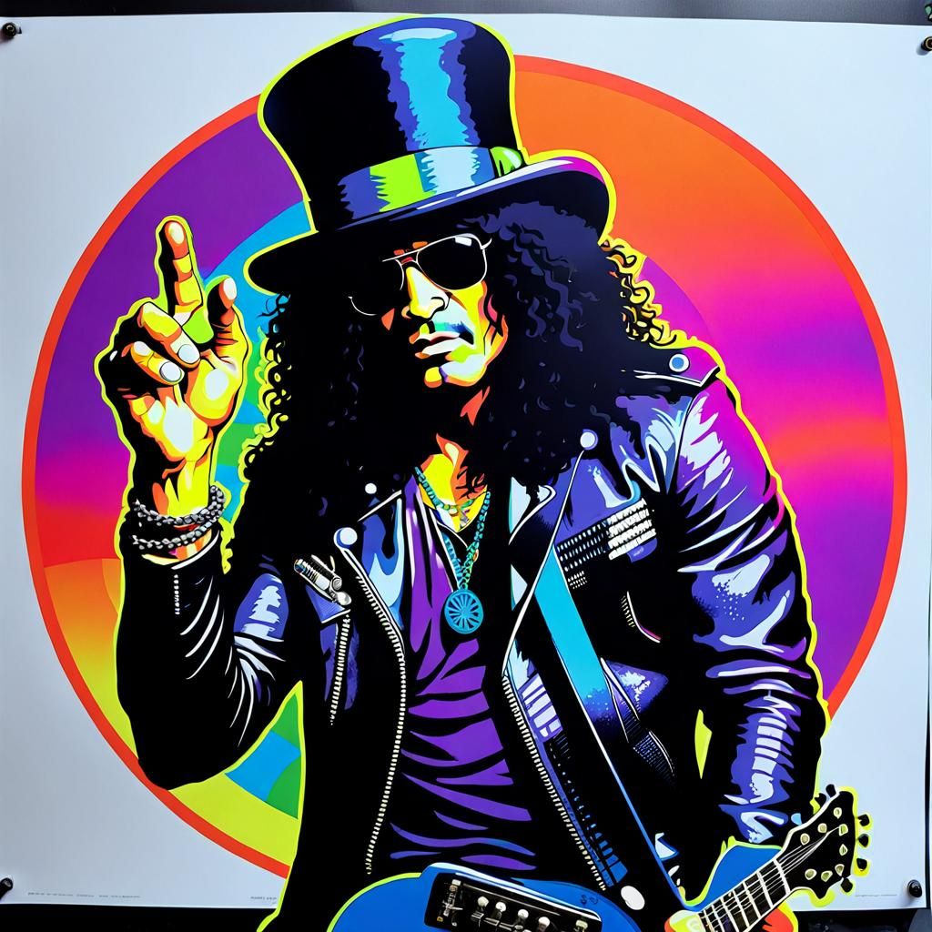 Psychedelic Black Light Poster of Guitarist