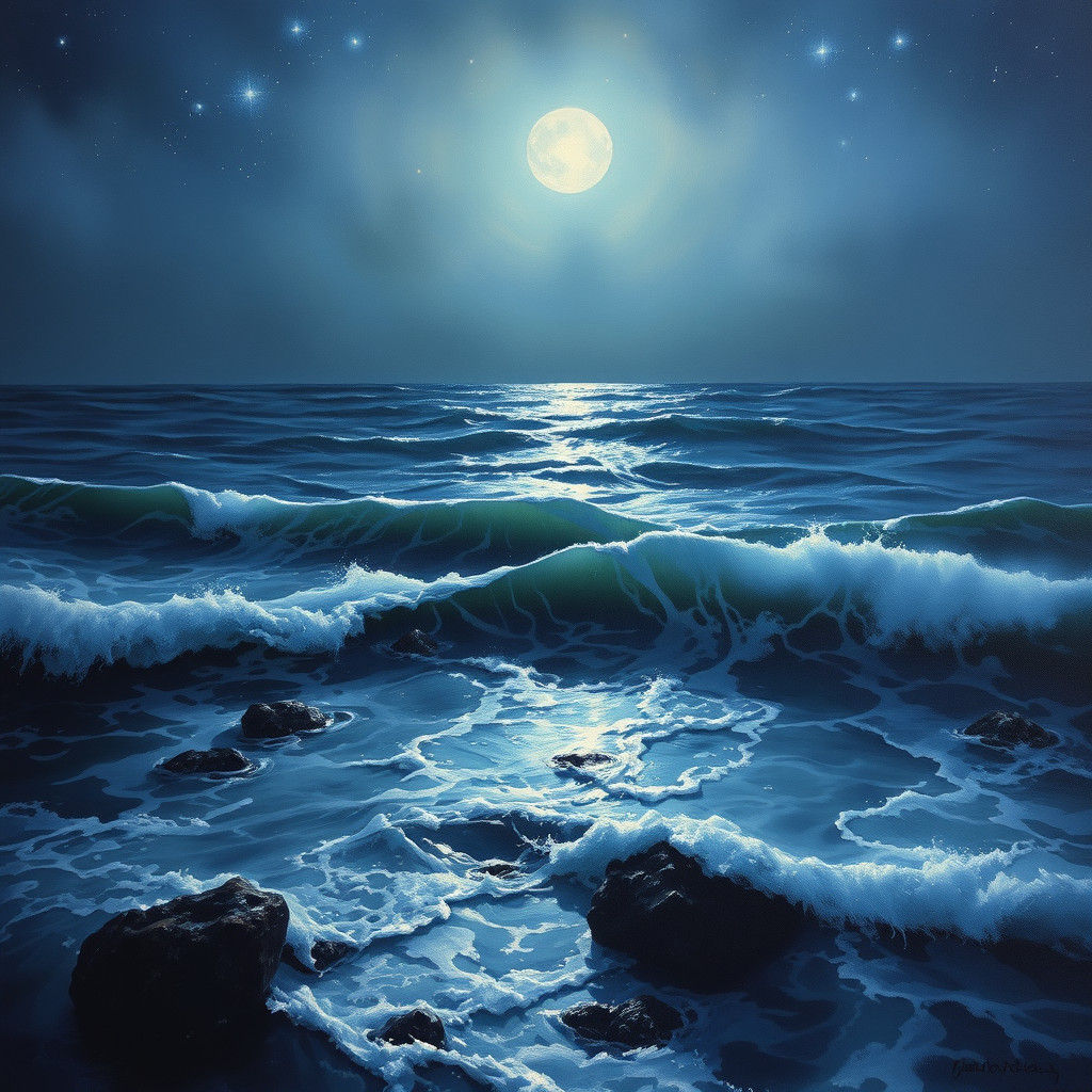 Surreal Seascape: Figure Merging with Ocean