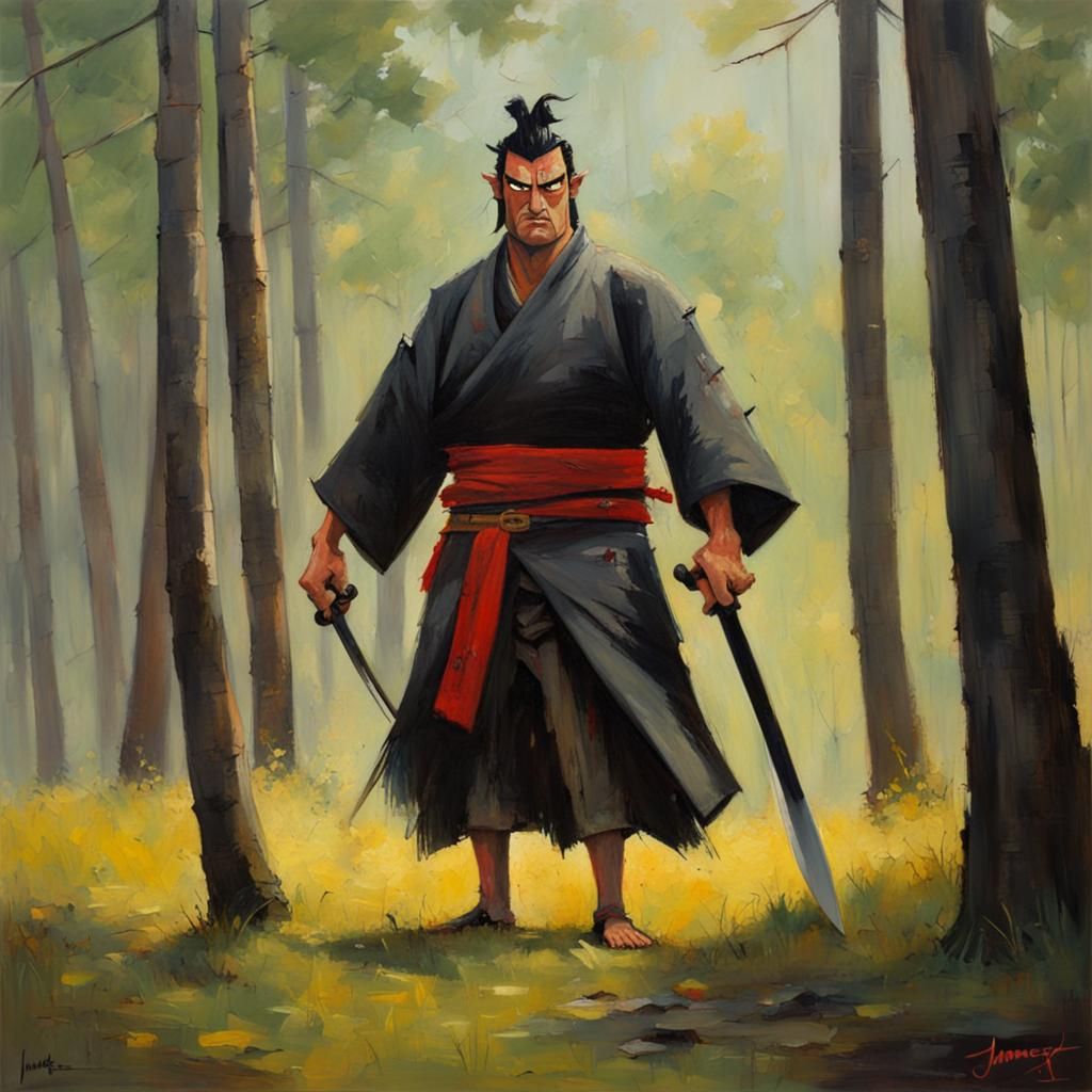 Samurai Jack in Oil Painting Style