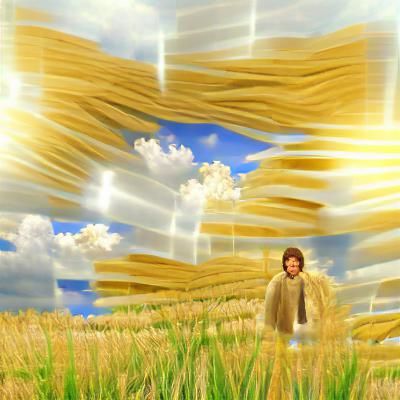 Jesus Christ Walks Through Wheat Field