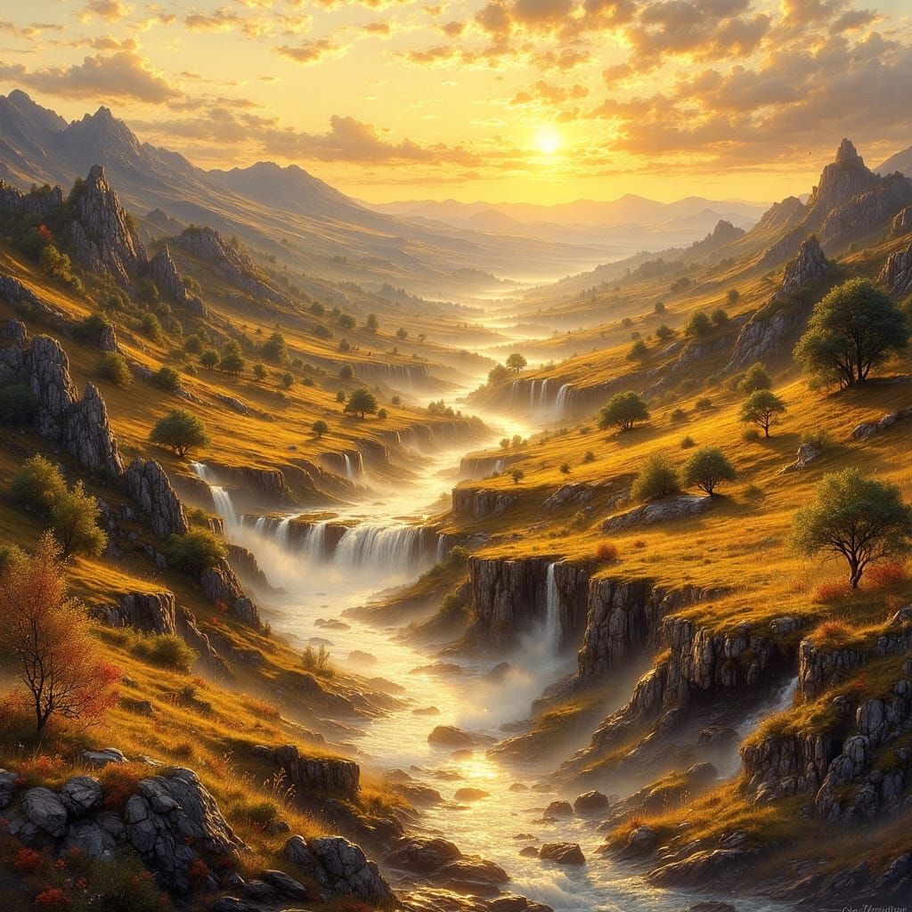 Dawn Landscape Pop-Up Book in Impressionist Style