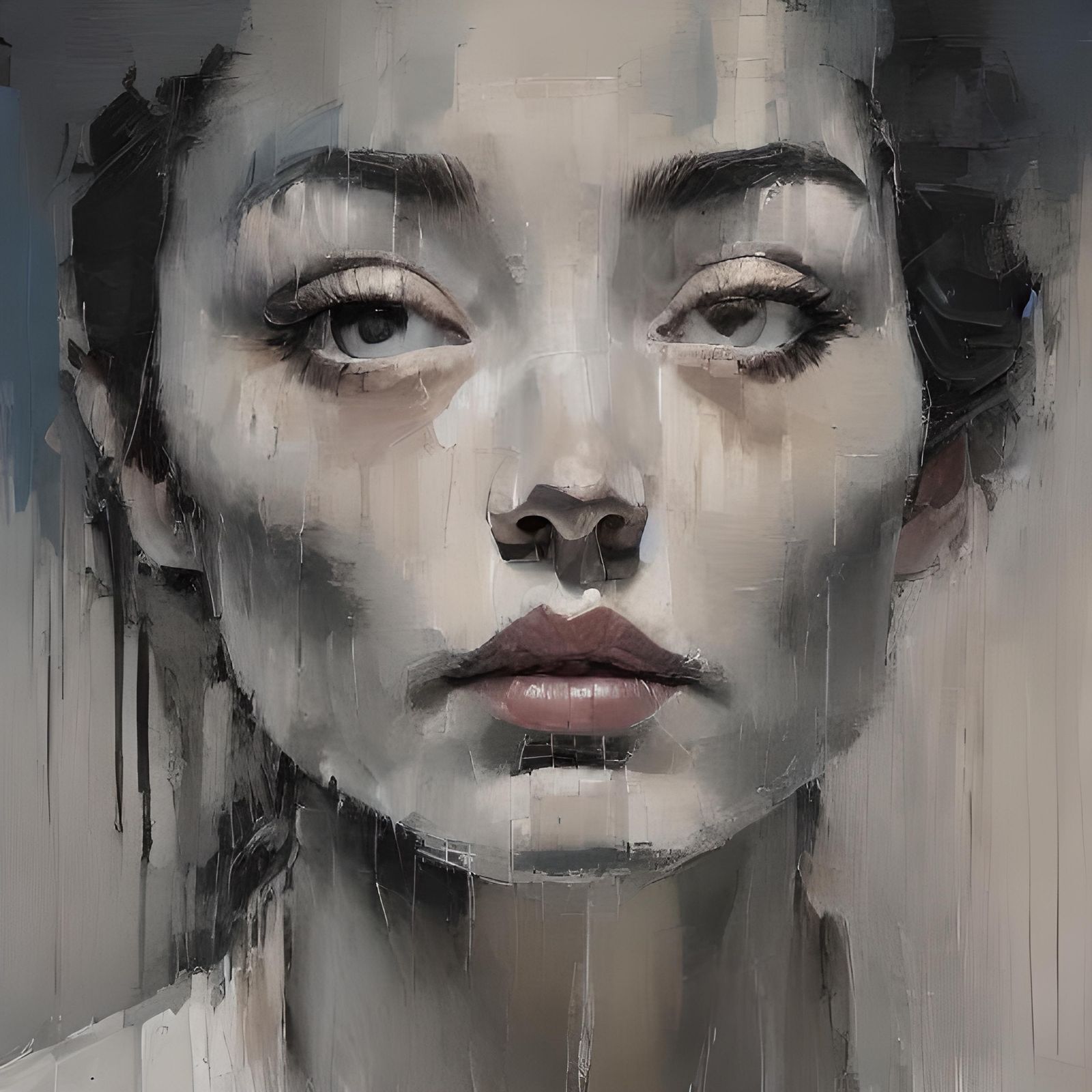 Inky Portrait of a Beautiful Crestfallen Queen