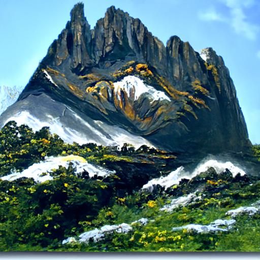 Mountain Landscape in Oil Painting Style