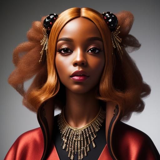 Surreal African Queen: Glamorous CGI Portrait