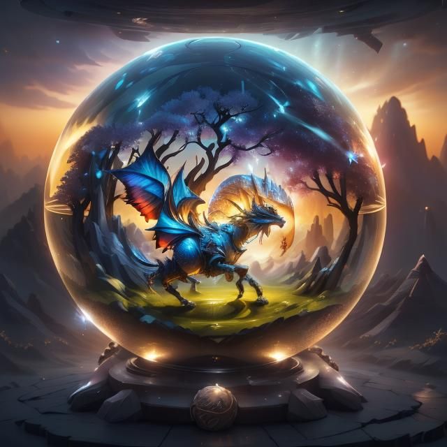 Rose Garden Refracted in Glass Sphere