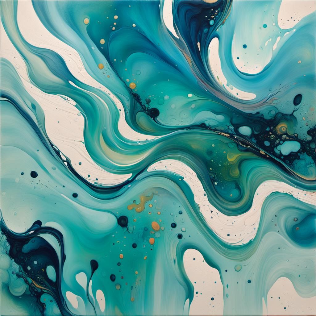 Vibrant Fluid Painting in Abstract Expressionism Style