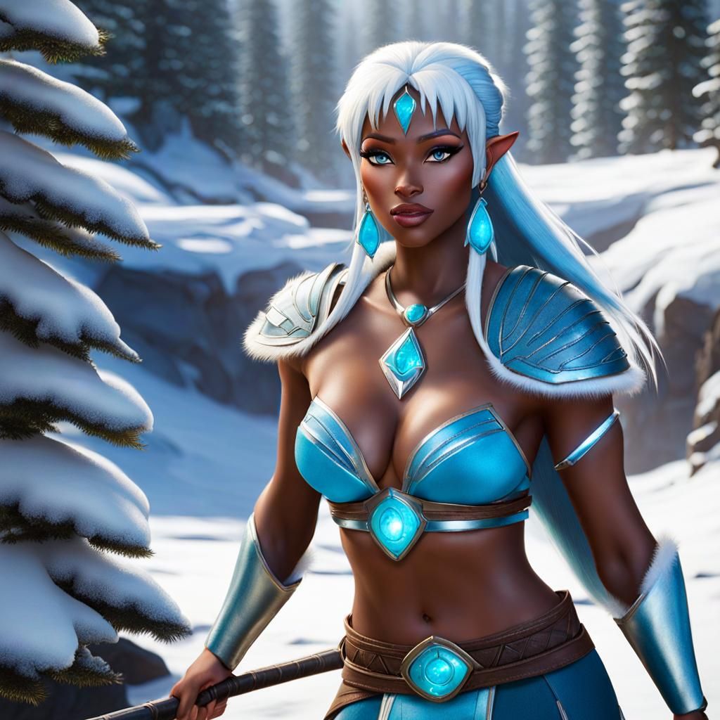 Kida from Atlantis Plays in Winter Snow