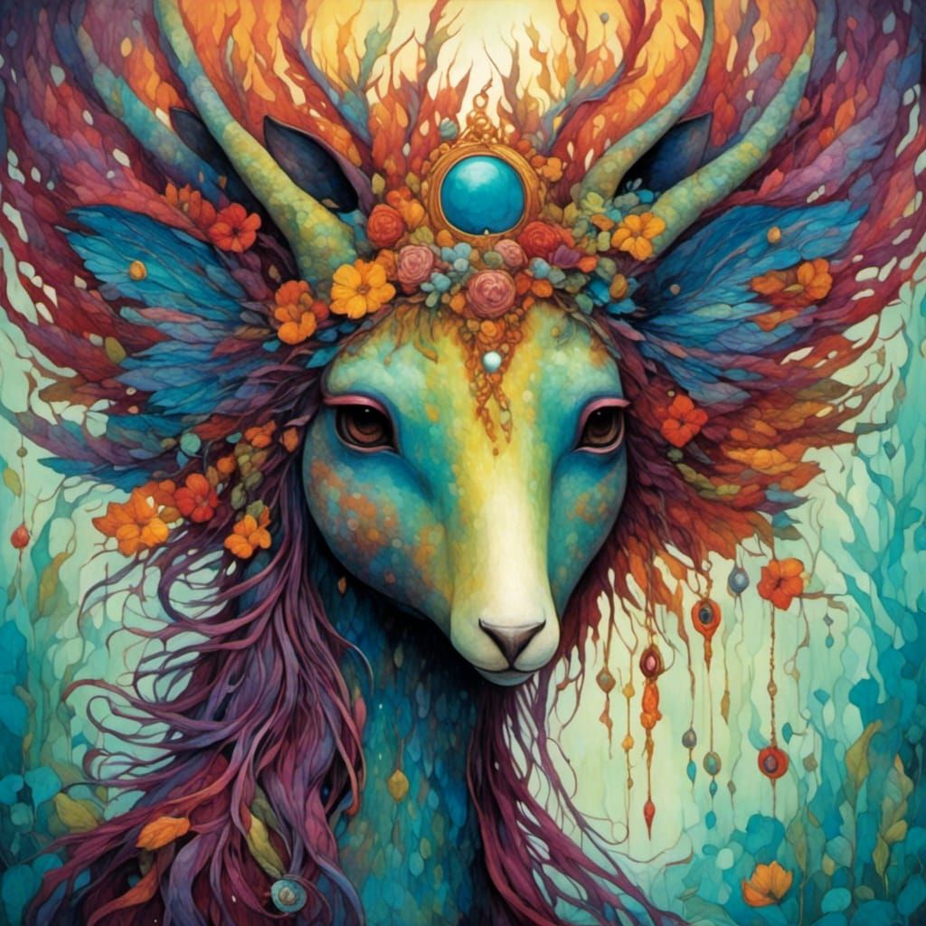 Vibrant Fantasy Creature in Bold Colors