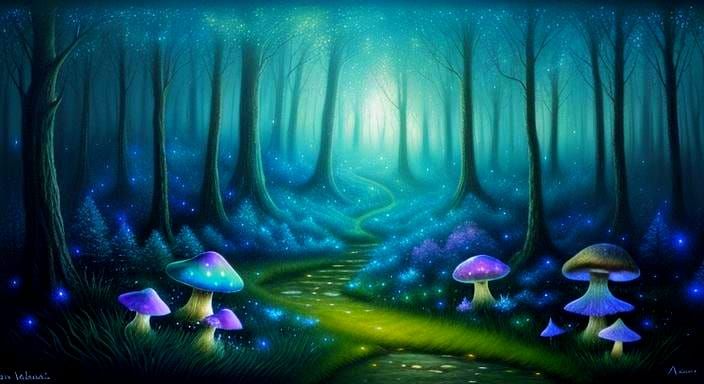 Gothic Fairy with Bioluminescent Wings in Pointillism