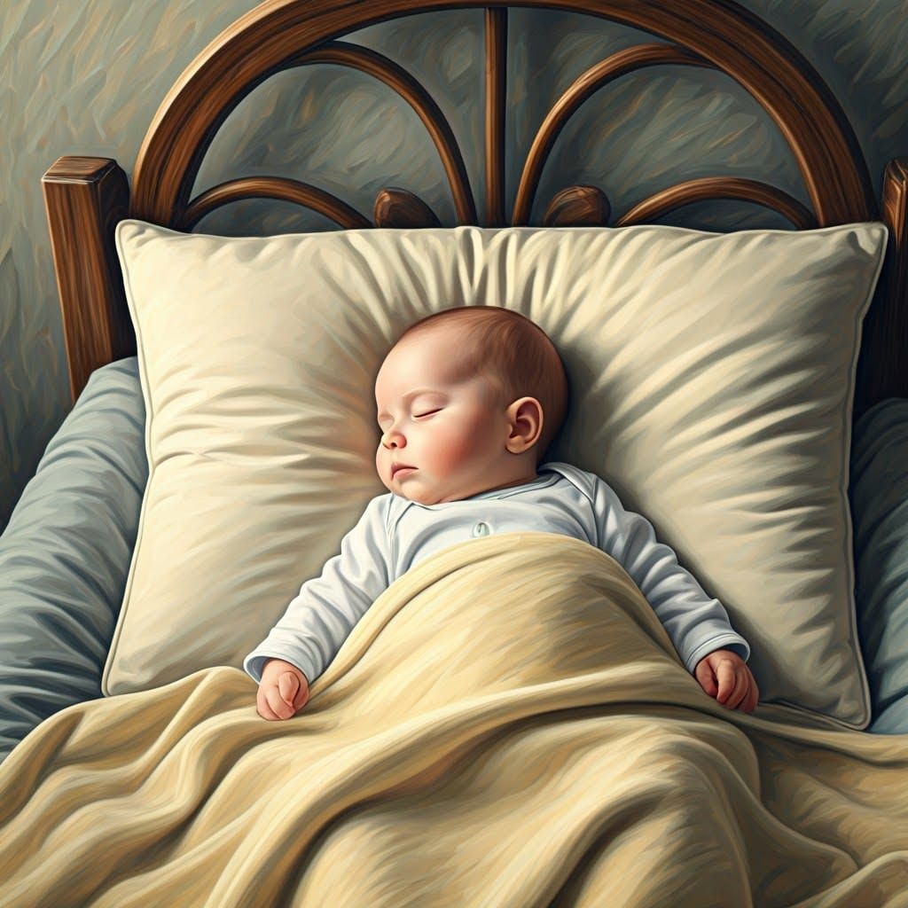 Dreamy Infant Slumbers in a Vibrant, Artistic Bed
