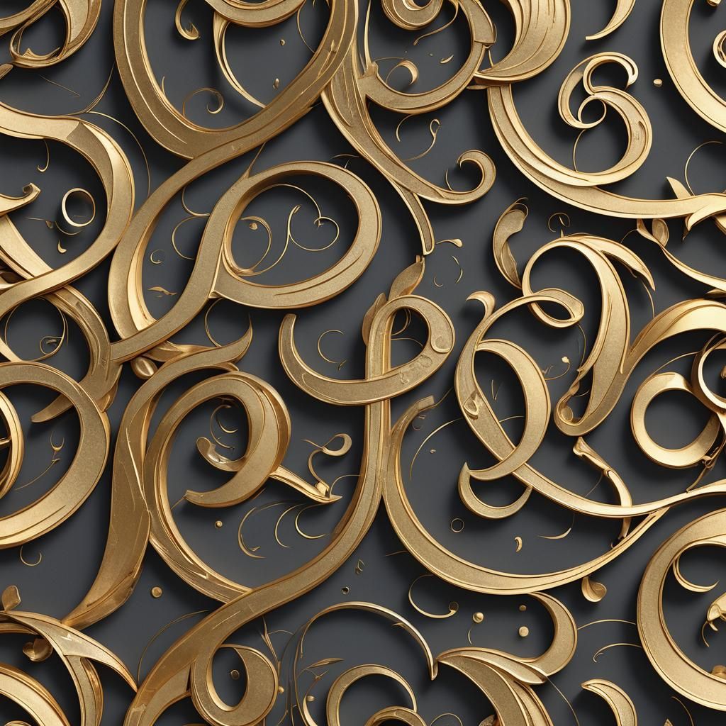 Elegant Art Deco Calligraphy with Gold Accents