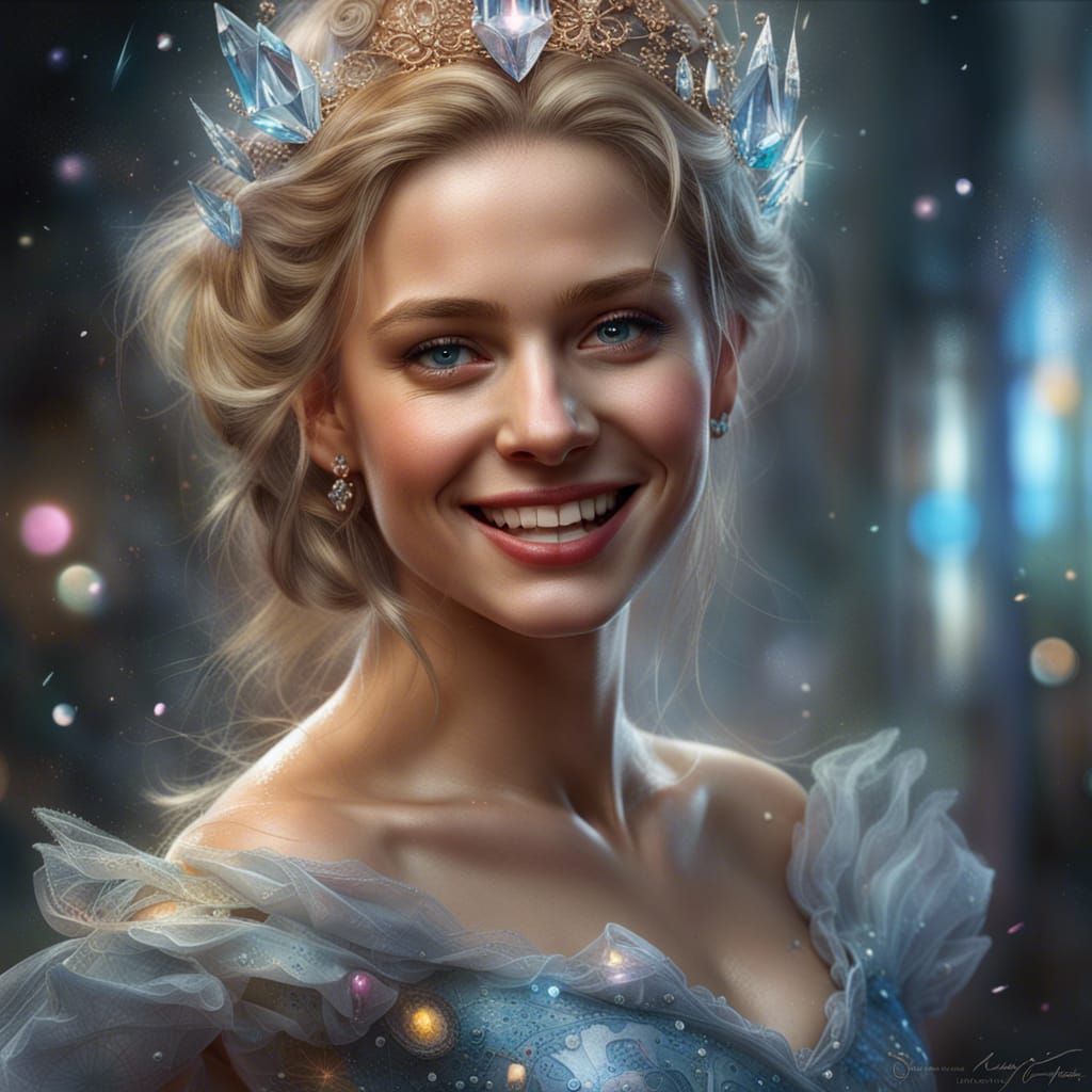 Radiant Cinderella Portrait in Hyperrealistic 3D