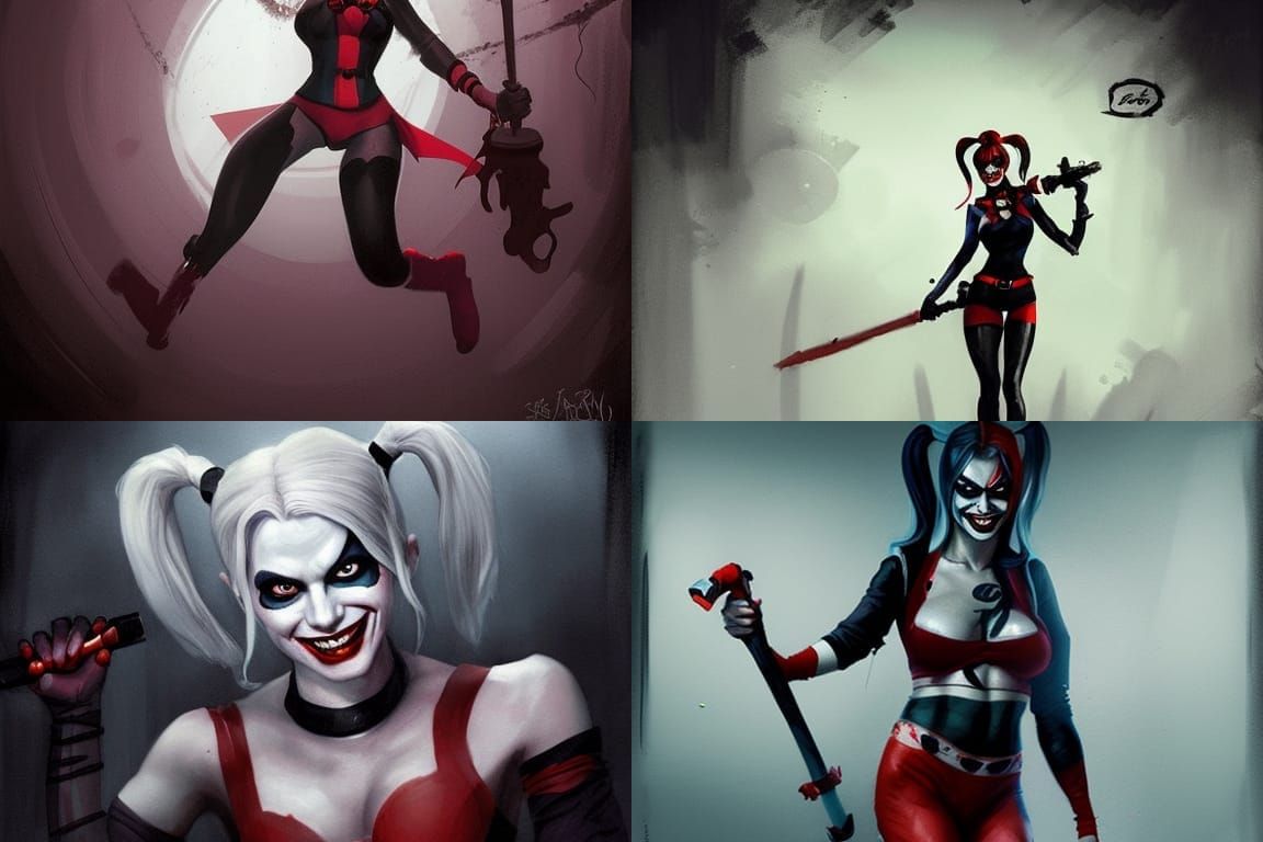 Sinister Harley Quinn Artwork in Dark Fantasy Style