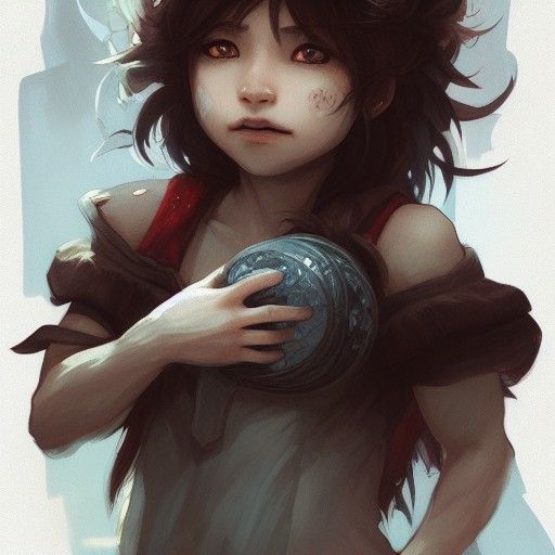 Detailed Chibi Werewolf Boy Portrait