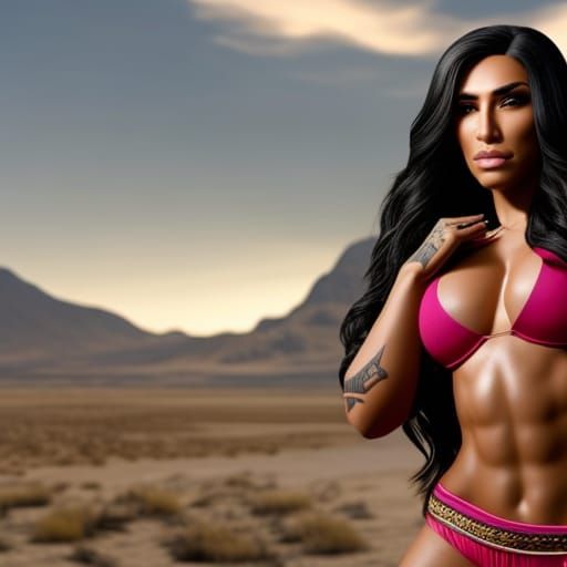 Tattooed Latina Woman: Photorealistic Full Body Portrait