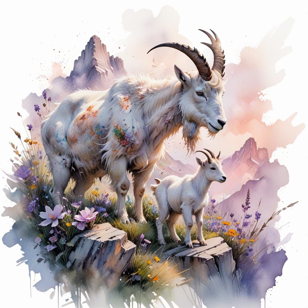 Mountain Goat Basks in Dawn's Gentle Light