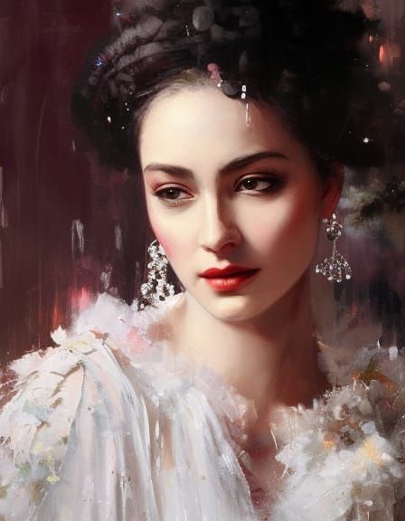 Victorian Emilia Portrait with Paint Splatter
