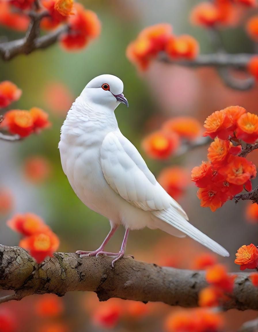 Adorable Snowdove with Neural Network Flowers
