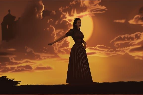 Scarlett O'Hara Silhouette at Sunset