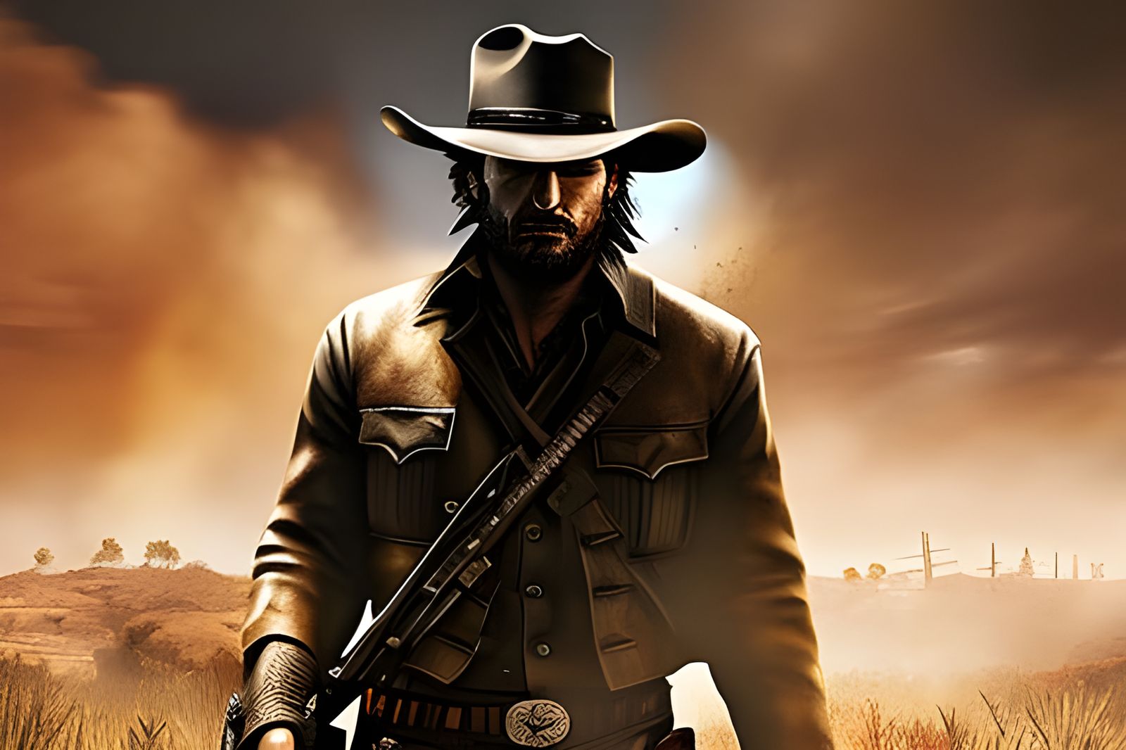 Cowboy's Last Stand: Digital Art in Pastel Colors