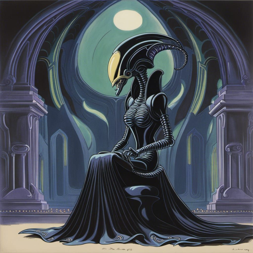 Xenomorph Queen as Disney Princess, Classic Cartoon